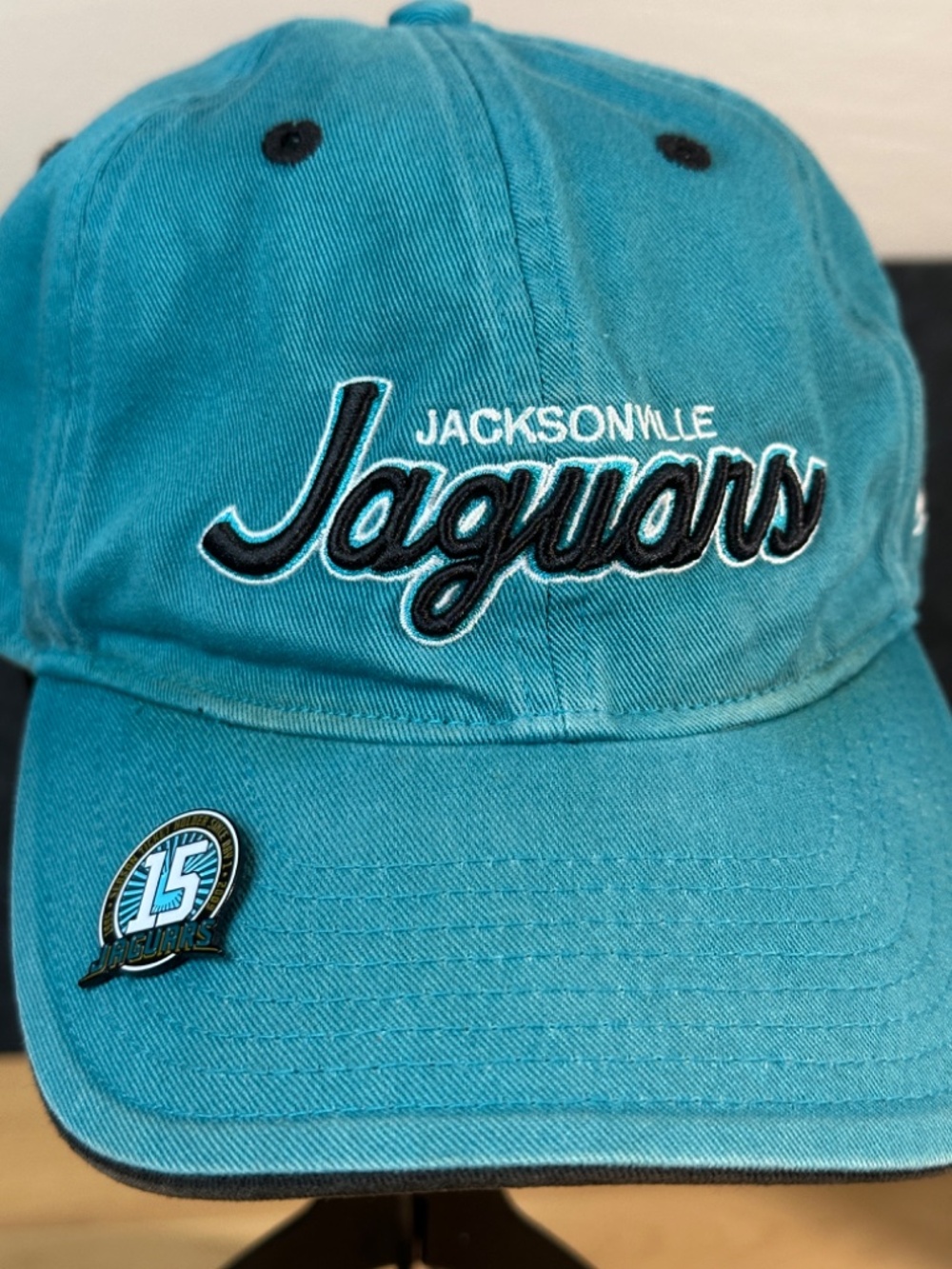 2009 Reebok Jacksonville Jaguars 15th Season Logo Teal Blue Strapback Hat Cap - Picture 3 of 11